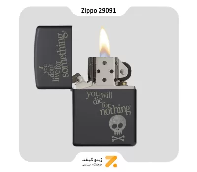 فندک بنزینی زیپو تلفیق نوشتار و طرح اسکلت مدل 29091-​Zippo Lighter 29091 218 LIVE FOR SOMETHING