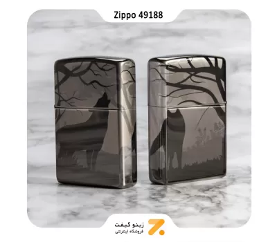 فندک بنزینی زیپو دودی طرح گرگ مدل 49188-​Zippo Lighter ​49188 150 WOLVES DESIGN