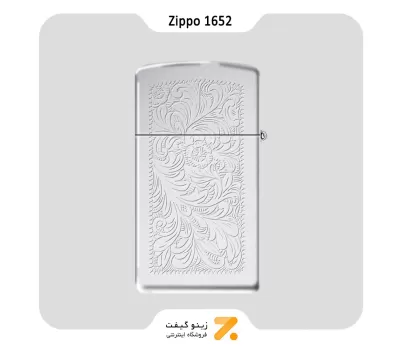 فندک بنزینی زیپو سری اسلیم طرح گل مدل 1652-Zippo Ligher 1652-HP CHROME VENETIAN