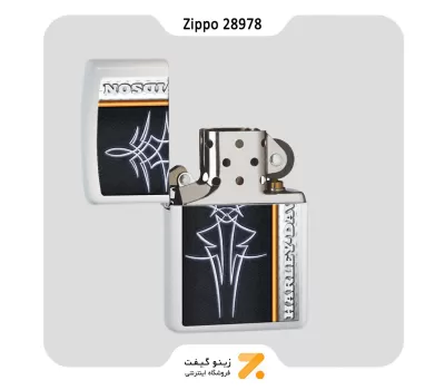 فندک بنزینی زیپو سفید هارلی دیویدسون مدل 28978-Zippo Lighter 28978 214 HARLEY DAVIDSON