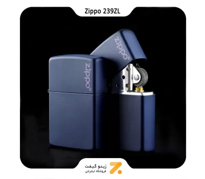 فندک بنزینی زیپو سورمه ای طرح لوگو زیپو مدل 239 زد ال-Zippo Lighter 239ZL NAVY MATTE