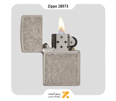 فندک بنزینی زیپو طرح آنتیک مدل 28973-Zippo Lighter 28973 ARMOR ANTQ SLVR PLT