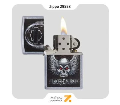 فندک بنزینی زیپو طرح اسکت هارلی دیویدسون مدل 29558-Zippo Lighter ​29558 207 HARLEY DAVIDSON SKULL