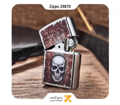 فندک بنزینی زیپو طرح اسکلت مدل 29870-​Zippo Lighter 29870 207 RUSTED SKULL DESIGN