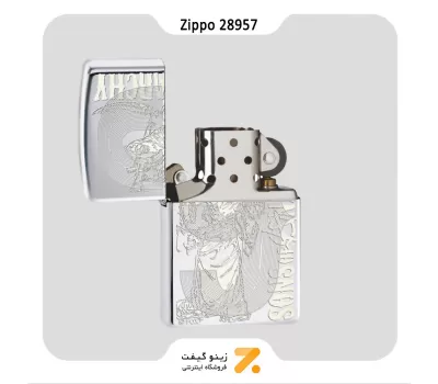 فندک بنزینی زیپو طرح اسکلت و تبر مدل 28957-​Zippo Lighter 28957 250 SOA