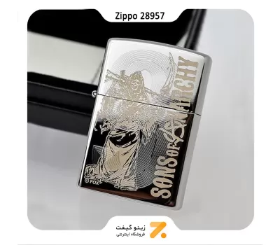 فندک بنزینی زیپو طرح اسکلت و تبر مدل 28957-​Zippo Lighter 28957 250 SOA