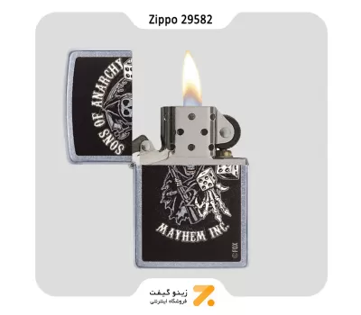 فندک بنزینی زیپو طرح اسکلت و تبر مدل 29582-Zippo Lighter 29582 207 SONS OF ANARCHY