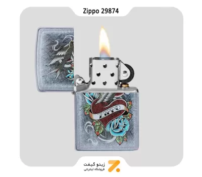 فندک بنزینی زیپو طرح تتو مدل 29874-​Zippo Lighter ​29874 207 VINTAGE TATTOO ZIPPO