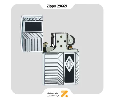 فندک بنزینی زیپو طرح خطوط و نگین سواروسکی مدل 29669-​Zippo Lighter 29669 167 CLASSY TECH DESIGN