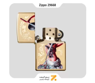 فندک بنزینی زیپو طرح دختر اژدها و شمشیر سامورایی مدل 29668-​Zippo Lighter 29668 254B MAZZI