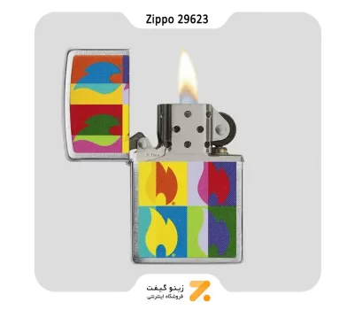 فندک بنزینی زیپو طرح شعله مدل 29623-Zippo Lighter 29623 200 ABSTRACT FLAME DESIGN