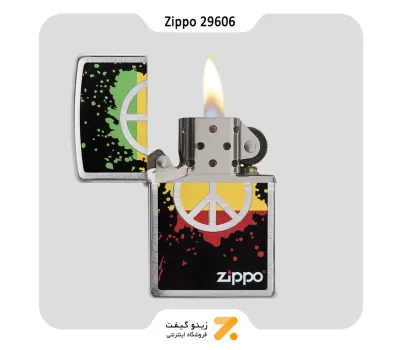 فندک بنزینی زیپو طرح صلح مدل 29606-Zippo Lighter ​29606 200 ZIPPO PEACE SPLASH