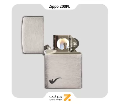 فندک بنزینی زیپو طرح پیپ مدل 200 پی ال-Zippo Lighter 200PL-BRFIN.CHR PIPE LIGHTER