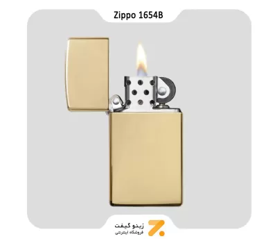 فندک بنزینی زیپو طلایی سری اسلیم مدل 1654 بی-Zippo Lighter 1654B SLIM SOLID BRASS W/O LETTERS