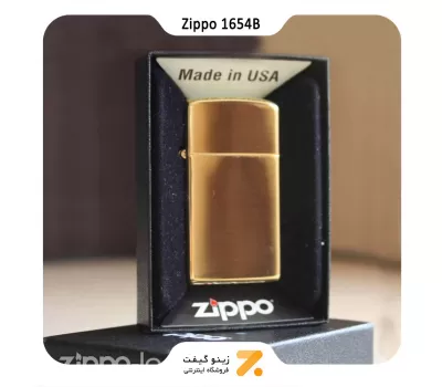 فندک بنزینی زیپو طلایی سری اسلیم مدل 1654 بی-Zippo Lighter 1654B SLIM SOLID BRASS W/O LETTERS