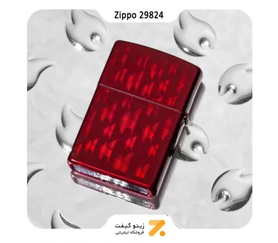 فندک بنزینی زیپو قرمز طرح شعله مدل 29824-Zippo Lighter ​29824 21063 ICED ZIPPO FLAME DESIGN