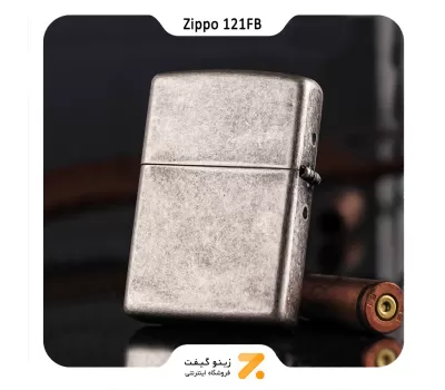 فندک بنزینی زیپو مدل 121 اف بی-Zippo Lighter 121FB Antique Silver Plate