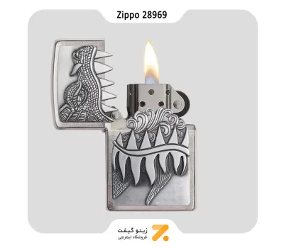 فندک بنزینی زیپو مدل 28969 طرح برجسته اژدها-Zippo Lighter 28969 FIRE BREATHING DRAGON