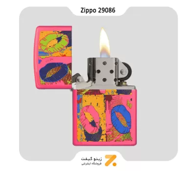 فندک بنزینی زیپو مدل 29086 صورتی طرح لب-Zippo Lighter 29086 POP LIPS
