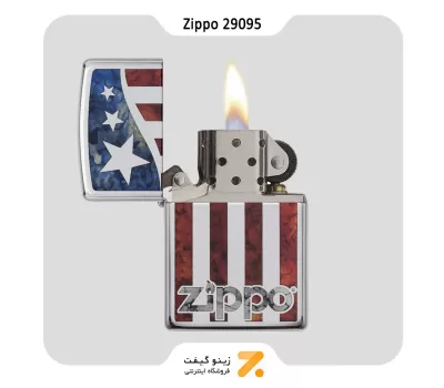 فندک بنزینی زیپو مدل 29095 طرح پرچم آمریکا-Zippo Lighter 29095 ZIPPO US FLAG
