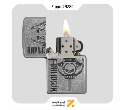 فندک بنزینی زیپو مدل 29280 طرح اسکلت هارلی دیویدسون-Zippo Lighter 29280 28973 HARLEY DAVIDSON HD 1903