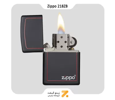 فندک بنزینی زیپو مشکی با حاشیه قرمز مدل 218 زد بی-Zippo Lighter 218ZB-BLKMATTE WZIP.BORDER-720060182