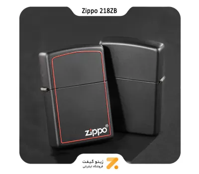 فندک بنزینی زیپو مشکی با حاشیه قرمز مدل 218 زد بی-Zippo Lighter 218ZB-BLKMATTE WZIP.BORDER-720060182