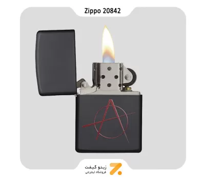 فندک بنزینی زیپو مشکی مات مدل 20842 طرح آنارشیسم-Zippo Lighter 20842 218 ANARCHY