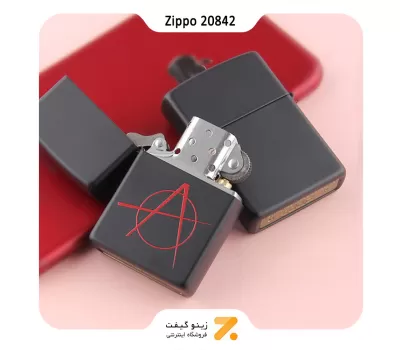 فندک بنزینی زیپو مشکی مات مدل 20842 طرح آنارشیسم-Zippo Lighter 20842 218 ANARCHY