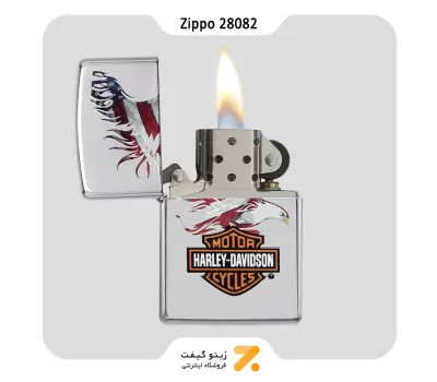فندک بنزینی زیپو هارلی دیویدسون و پرچم آمریکا مدل 28082-Zippo Lighter 28082 HARLEY AMERICAN FLAG