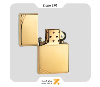 فندک بنزینی زیپو وینتیج طلایی مدل 270-Zippo Lighter 270 VINTAGE HP BRASS
