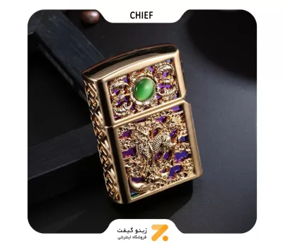 فندک بنزینی چیف طلایی طرح اژدها  2201-78-​​Chief Lighter SN-LICH-2201-78