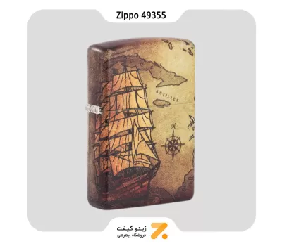 فندک زیپو 540 رنگ طرح کشتی دزدان دریایی مدل 49355-​Zippo Lighter 49355 Pirate Ship Design