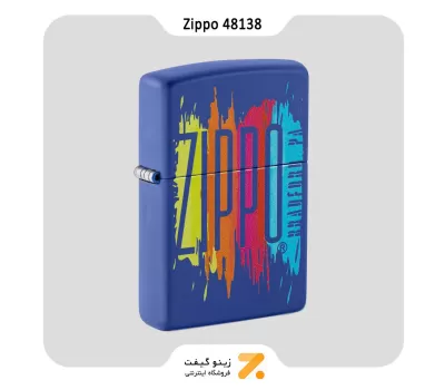 فندک زیپو آبی طرح لوگو زیپو مدل 48138-​​Zippo Lighter 48138 229 Zippo Design