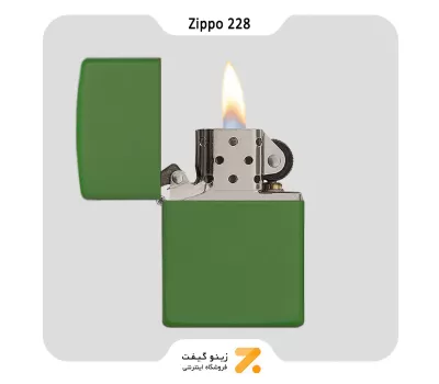 فندک زیپو سبز مات مدل 228-​Zippo Lighter 228 061776 REG MOSS GREEN MATTE
