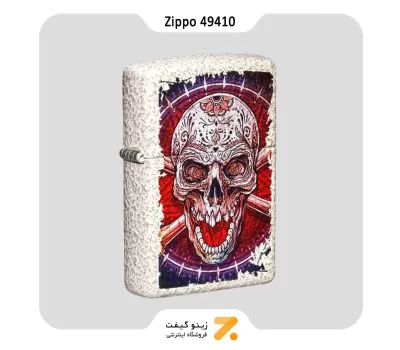فندک زیپو سفید ضد خش طرح اسکلت مدل 49410-​Zippo Lighter 49410 Skull Design​​