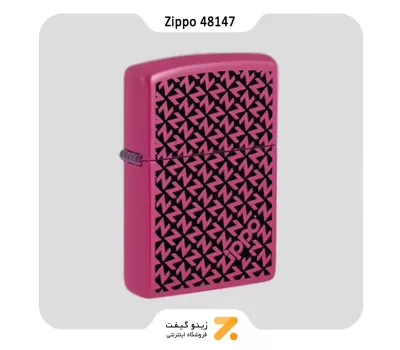 فندک زیپو صورتی پر رنگ طرح لوگو زیپو مدل 48147-Zippo Lighter ​48147 49846 ZIPPO DESIGN
