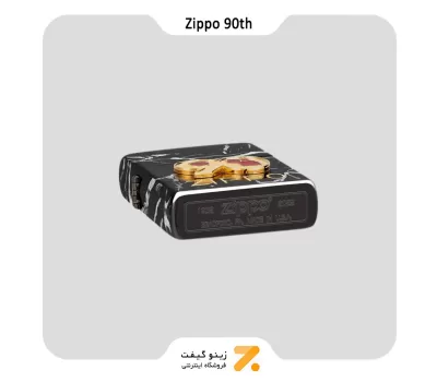 فندک زیپو طرح برجسته یاد بود ۹۰ سالگی مدل 49864-​Zippo Lighter 49864 90th Anniversary Commemorative Design