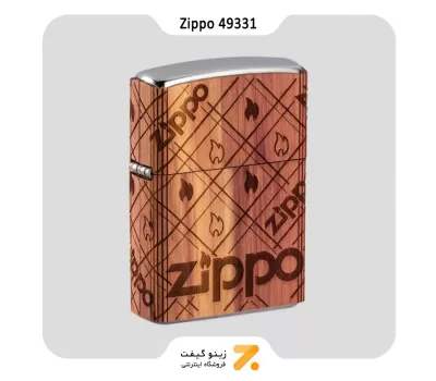 فندک زیپو طرح شعله با روکش چوب طبیعی مدل 49331-​​Zippo Lighter 49331 207 WOODCHUCK WRAP ZIPPO F