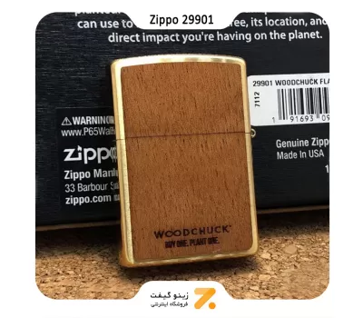 فندک زیپو طرح شعله با روکش چوب مدل 29901-Zippo Lighter 29901 204B WOODCHUCK FLAME
