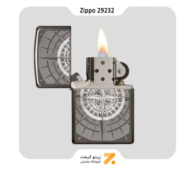 فندک زیپو طرح قطب نما مدل 29232-Zippo Lighter 29232 Black Ice Compass