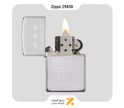 فندک زیپو طرح پرچم آمریکا مدل 29430-Zippo Lighter 29430 250 MADE IN USA WITH FLAG