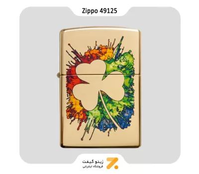 فندک زیپو طلایی طرح شبدر مدل 49125-Zippo Lighter 49125 254B GRAFFITI CLOVER DESIGN