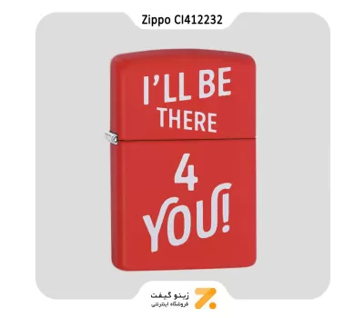 فندک زیپو قرمز مدل سی آی 412232 طرح تایپوگرافی-​Zippo Lighter 233 CI412232 I'LL BE THERE DESIGN