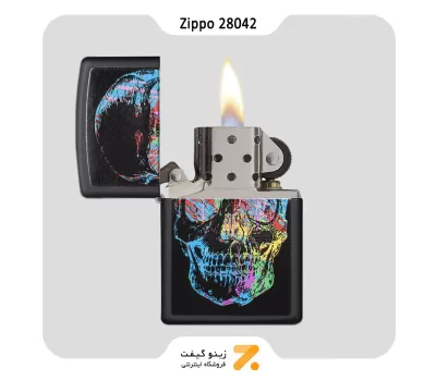 فندک زیپو مدل 28042 طرح اسکلت-Zippo Lighter 28042 Skull Black Matte​
