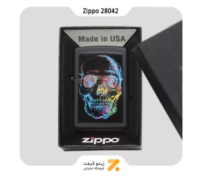 فندک زیپو مدل 28042 طرح اسکلت-Zippo Lighter 28042 Skull Black Matte​