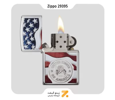 فندک زیپو مدل 29395 طرح پرچم امریکا-​Zippo Lighter 29395 250 AMERICA STAMP ON FLAG