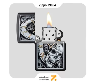 فندک زیپو مدل 29854 طرح تلفیقی جمجمه و ساعت-​Zippo Lighter 29854 218 SKULL CLOCK DESIGN