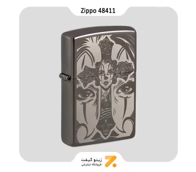 فندک زیپو مدل 48411 تلفیق طرح خالکوبی و صلیب-Zippo Lighter 48411 150 TATTOO THEME DESIGN