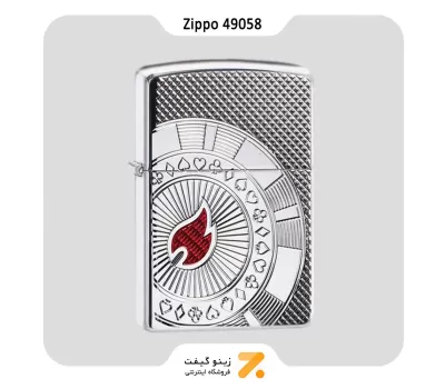 فندک زیپو مدل 49058 طرح شعله زیپو و پوکر-Zippo Lighter 49058 Armor Poker Chip Design